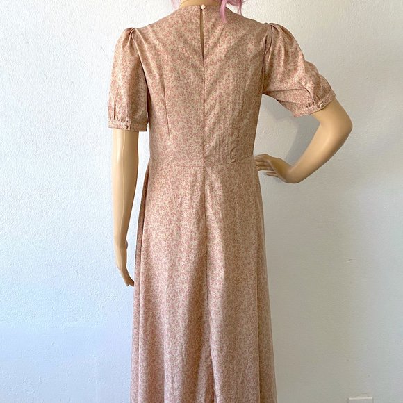 High Waist Maxi Dress Empire Waist Dress Floral Dress Cottagecore Tea Dress Sz 4 - Picture 10 of 10